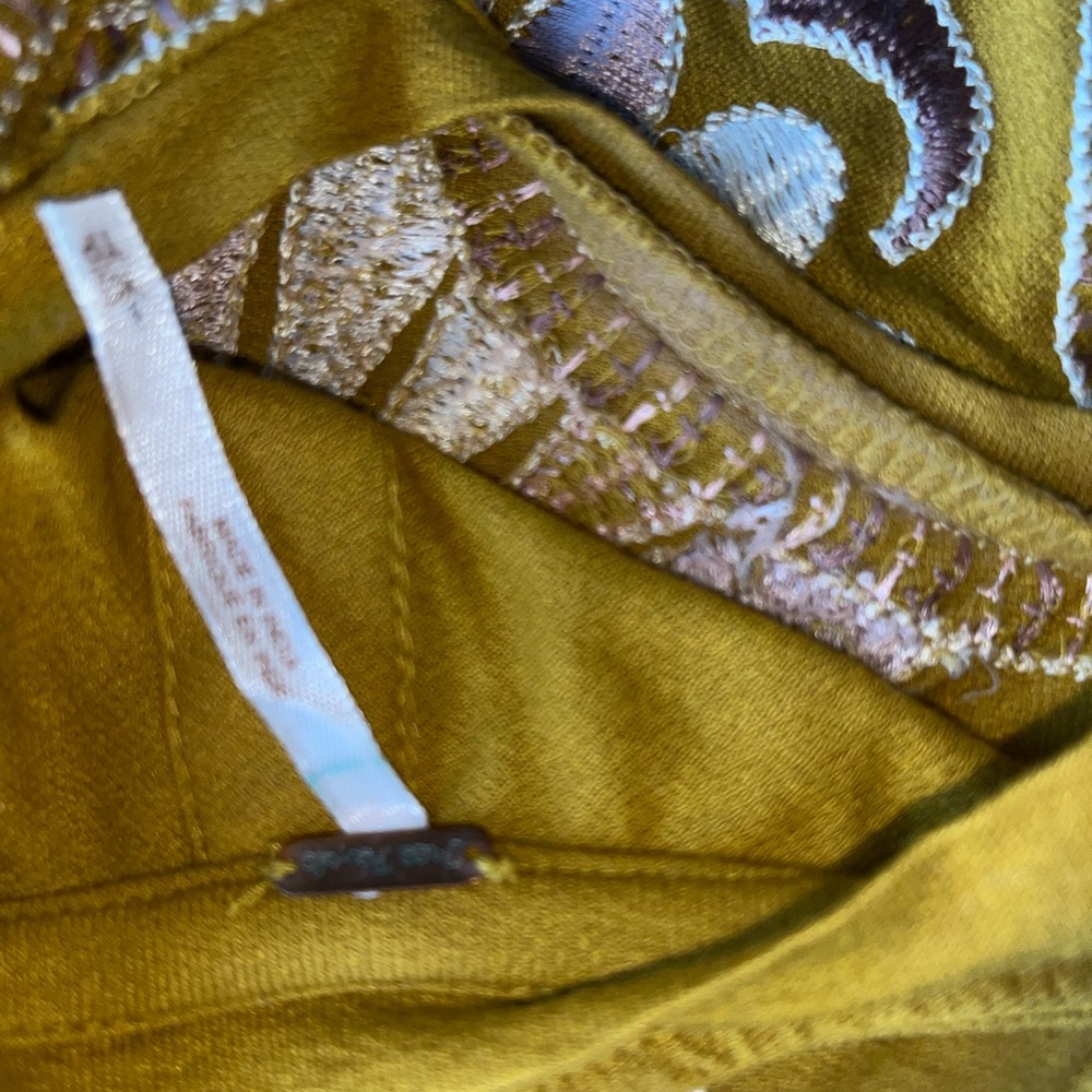 Free People Mustard Embroidered High Neck Racerback Tank 🌵xs - Picture 6 of 11